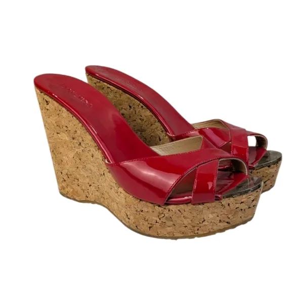 Jimmy Choo Prima Cork Wedge Sandals GUC $450 Size 40 US 10   S3412