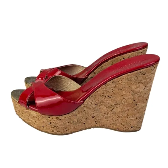Jimmy Choo Prima Cork Wedge Sandals GUC $450 Size 40 US 10   S3412