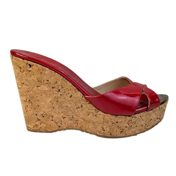 Jimmy Choo Prima Cork Wedge Sandals GUC $450 Size 40 US 10   S3412