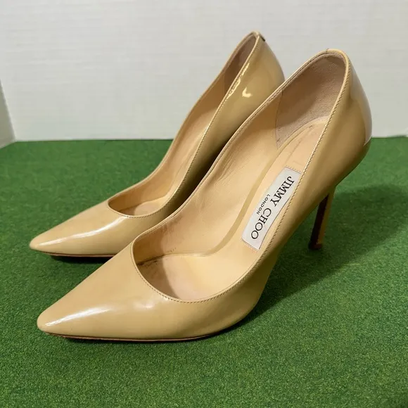 Jimmy Choo Romy Nude Patent Stiletto Pointed Toe Pump Heel Women Shoes 36 (US 6)