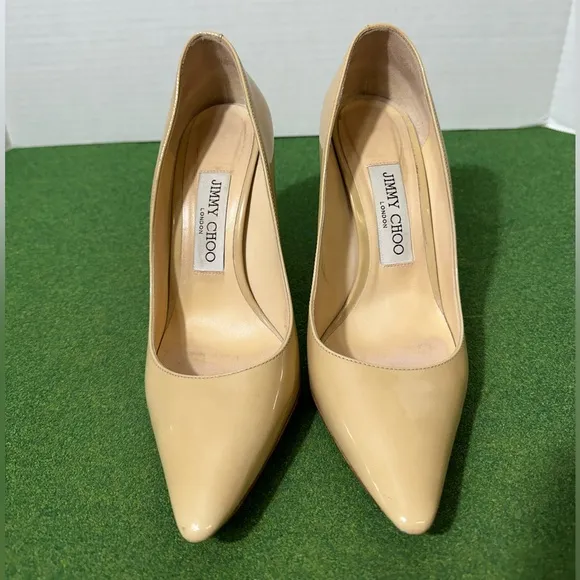 Jimmy Choo Romy Nude Patent Stiletto Pointed Toe Pump Heel Women Shoes 36 (US 6)