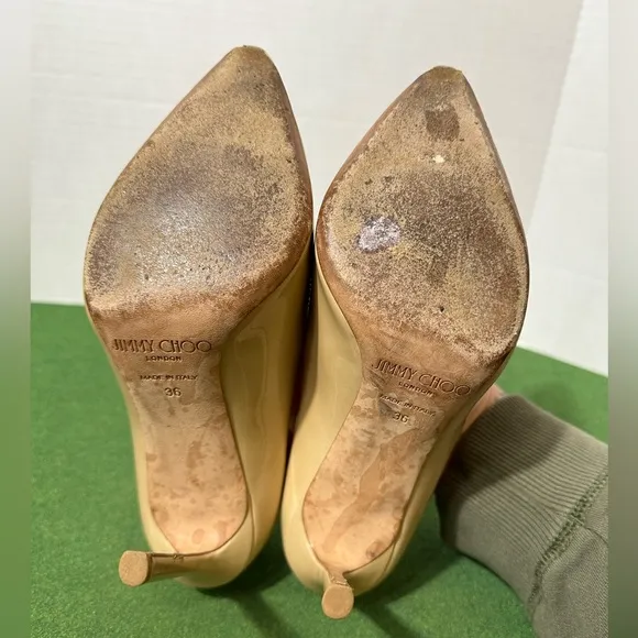 Jimmy Choo Romy Nude Patent Stiletto Pointed Toe Pump Heel Women Shoes 36 (US 6)