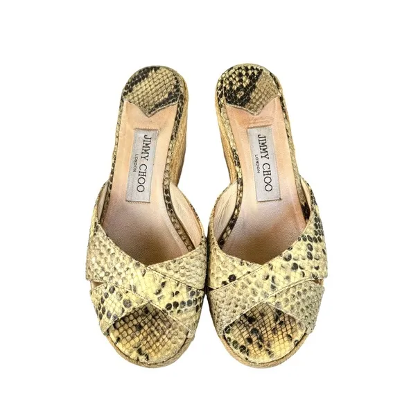Jimmy Choo Snakeskin Leather Espadrille Wedge Sandals Made in Italy Women’s 37
