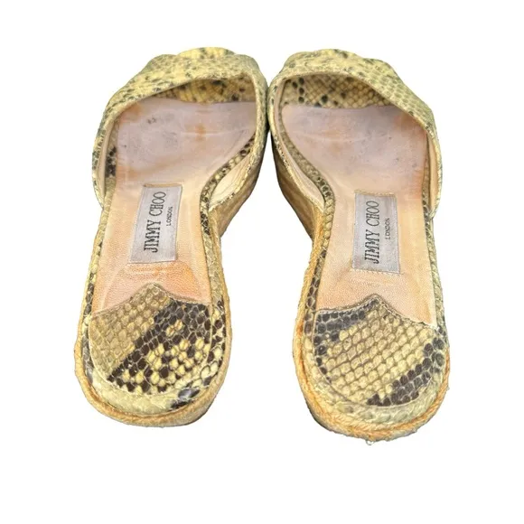 Jimmy Choo Snakeskin Leather Espadrille Wedge Sandals Made in Italy Women’s 37