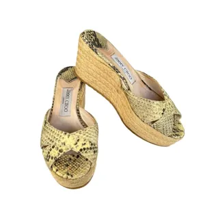 Jimmy Choo Snakeskin Leather Espadrille Wedge Sandals Made in Italy Women’s 37