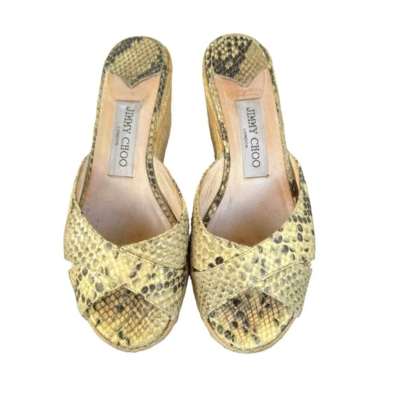 Jimmy Choo Snakeskin Leather Espadrille Wedge Sandals Made in Italy Women’s 37