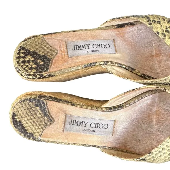 Jimmy Choo Snakeskin Leather Espadrille Wedge Sandals Made in Italy Women’s 37