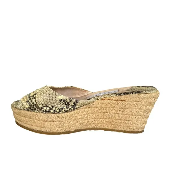 Jimmy Choo Snakeskin Leather Espadrille Wedge Sandals Made in Italy Women’s 37