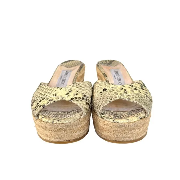 Jimmy Choo Snakeskin Leather Espadrille Wedge Sandals Made in Italy Women’s 37
