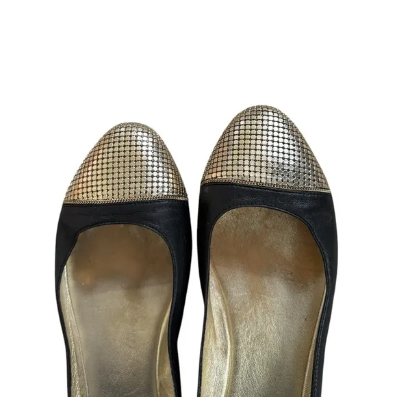 Jimmy Choo Waine Gold Chain Cap Toe Ballet Flat 39 1/2