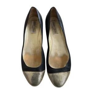 Jimmy Choo Waine Gold Chain Cap Toe Ballet Flat 39 1/2
