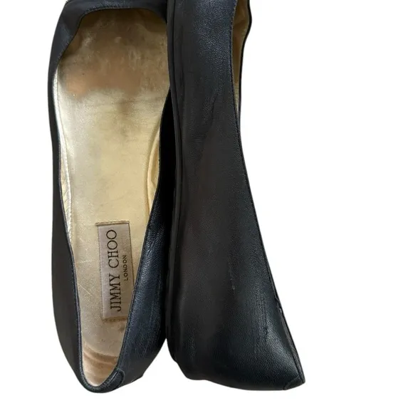 Jimmy Choo Waine Gold Chain Cap Toe Ballet Flat 39 1/2