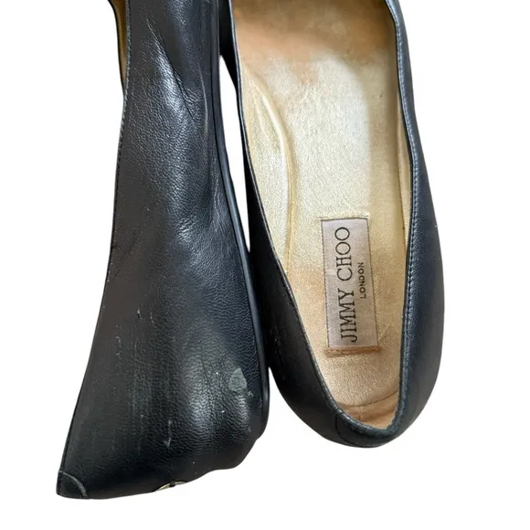 Jimmy Choo Waine Gold Chain Cap Toe Ballet Flat 39 1/2