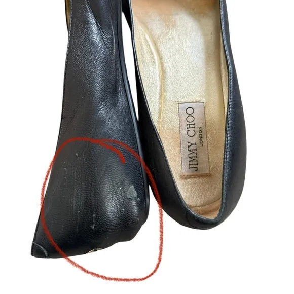 Jimmy Choo Waine Gold Chain Cap Toe Ballet Flat 39 1/2