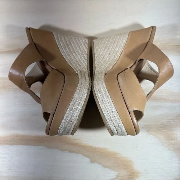 Jimmy Choo Pledge Leather Wedge Espadrille Sandals Size 10