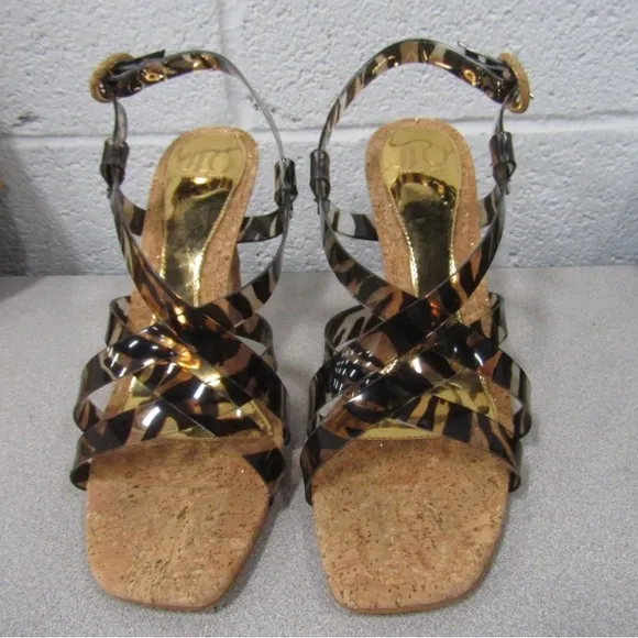JLO Jennifer Lopez Fren Heeled Sandals Size 8.5 Wild Zebra