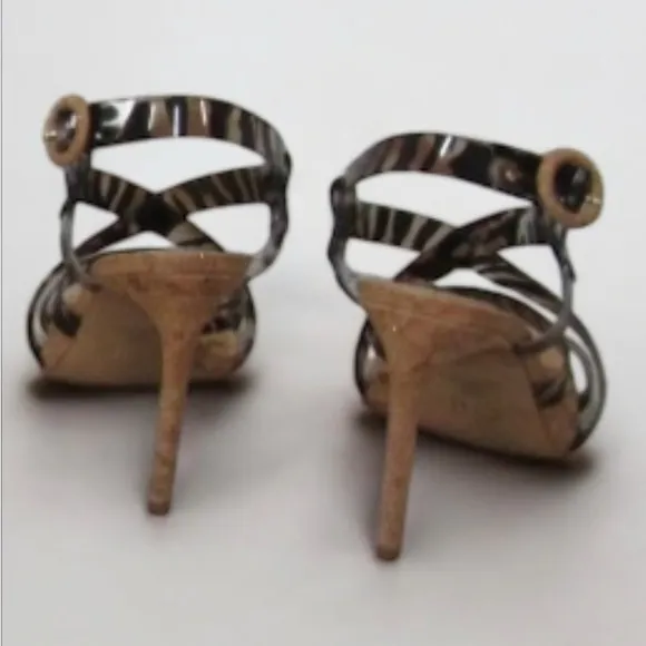 JLO Jennifer Lopez Fren Heeled Sandals Size 8.5 Wild Zebra