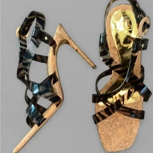 JLO Jennifer Lopez Fren Heeled Sandals Size 8.5 Wild Zebra