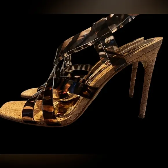 JLO Jennifer Lopez Fren Heeled Sandals Size 8.5 Wild Zebra
