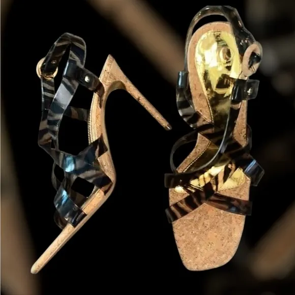 JLO Jennifer Lopez Fren Heeled Sandals Size 8.5 Wild Zebra
