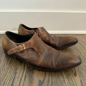 Jo Ghost 523 M Italian brown leather dress shoes with zipper closure size 43