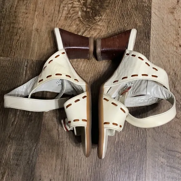 John Fluevog Hey Minstrel Leather Block Strap Heel Sandals