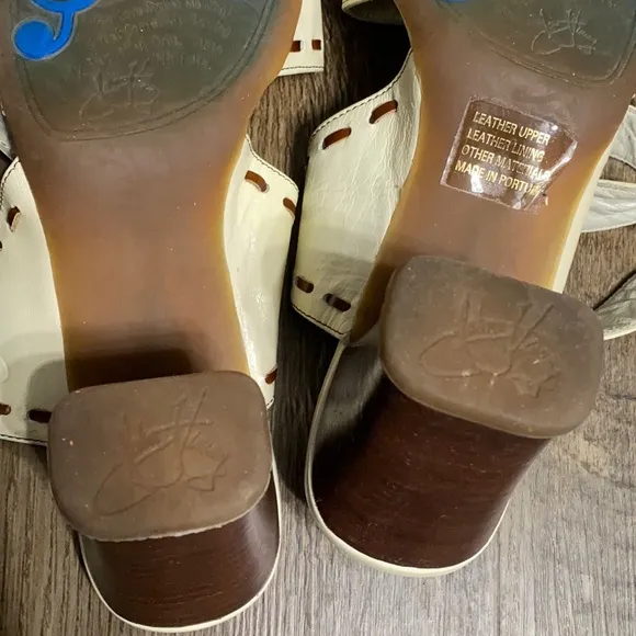 John Fluevog Hey Minstrel Leather Block Strap Heel Sandals