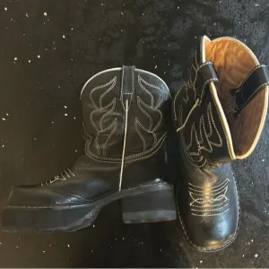 John Fluevog Platform Ankle Cowboy Boots