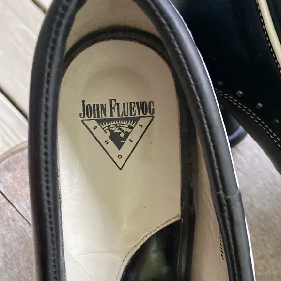 John Fluevog Shoes Mini PIPSQUEAK Brogue Peep Toe Heels in Black Women's Size 9