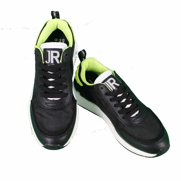 John Richmond Sz 39 Black Lime White Lace Up Womens Athletic Shoes