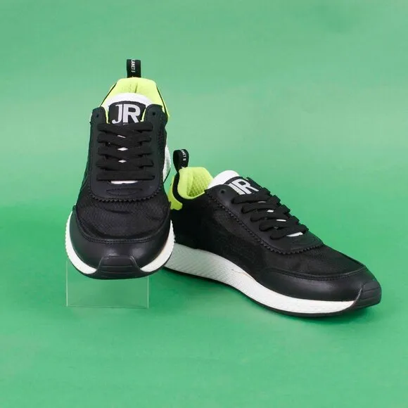 John Richmond Sz 39 Black Lime White Lace Up Womens Athletic Shoes