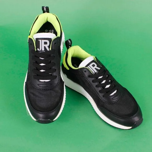 John Richmond Sz 39 Black Lime White Lace Up Womens Athletic Shoes