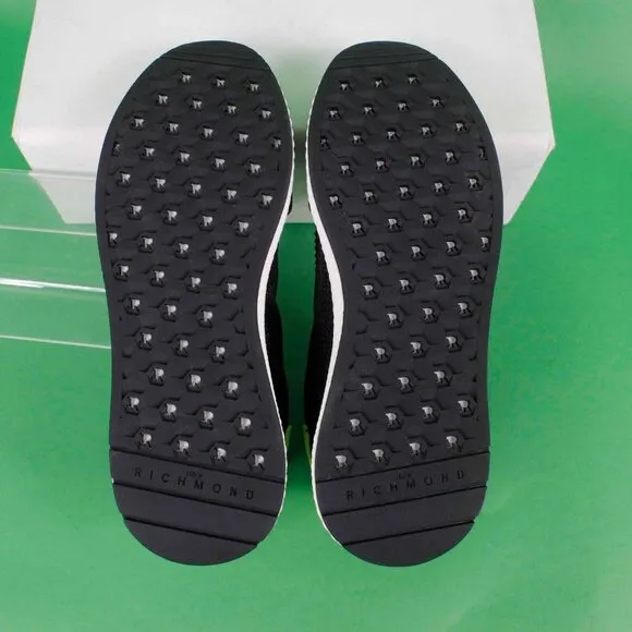 John Richmond Sz 39 Black Lime White Lace Up Womens Athletic Shoes