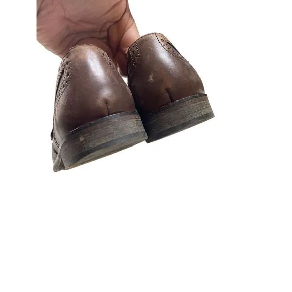 John Varvatos Star USA Men's Brown Handmade Wingtip Oxford Shoes Size 9M