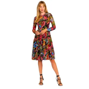 JOHNNY WAS LONG SLEEVE MESH TIERED DRESS SIZE LARGE NWT
