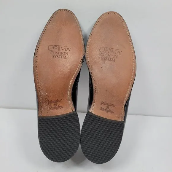 Johnson &amp; Murphy Optima Men's Burgundy Leather Loafers Slip On Shoes US Size 10
