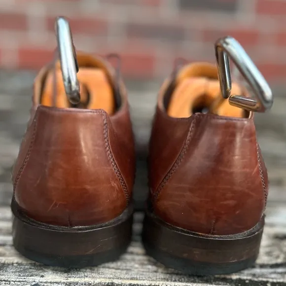 Johnston &amp; Murphy 15-0673 Woven Leather Brown Oxford Dress Shoes Men's Size 8 C7