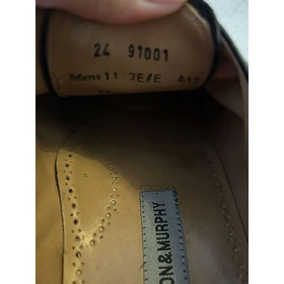 JOHNSTON &amp; MURPHY Black Leather Cap Toe Lace Up Dress‎ Shoe. Sz 11. EUC
