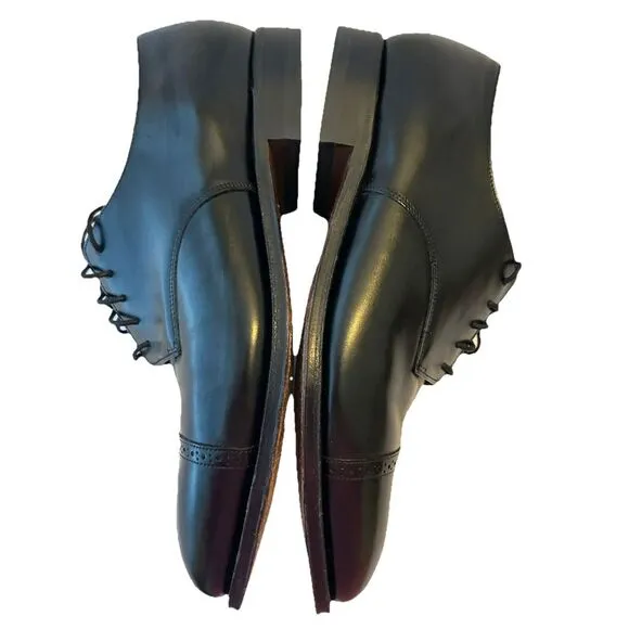 JOHNSTON &amp; MURPHY Black Leather Cap Toe Lace Up Dress‎ Shoe. Sz 11. EUC
