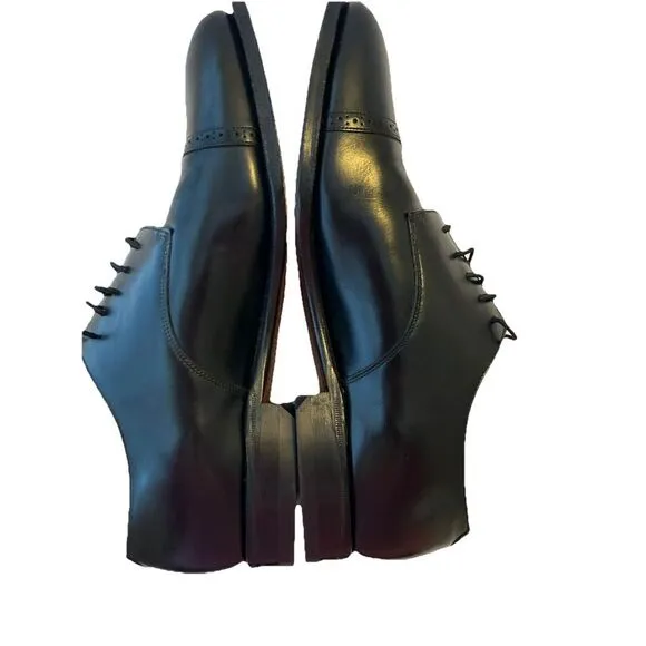 JOHNSTON &amp; MURPHY Black Leather Cap Toe Lace Up Dress‎ Shoe. Sz 11. EUC