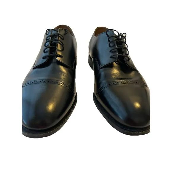 JOHNSTON &amp; MURPHY Black Leather Cap Toe Lace Up Dress‎ Shoe. Sz 11. EUC