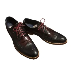 Johnston &amp; Murphy Black Mahoghany Wingtip Oxfords Italian Men's Shoes‎ Size 10 M