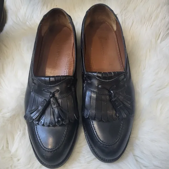 Johnston &amp; Murphy Black Slip On Designer Style, Tassel Loafers Shoes Mens Sz 11