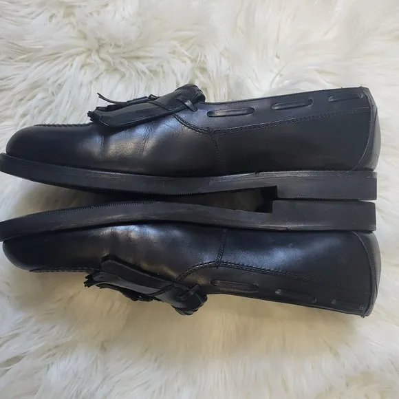 Johnston &amp; Murphy Black Slip On Designer Style, Tassel Loafers Shoes Mens Sz 11
