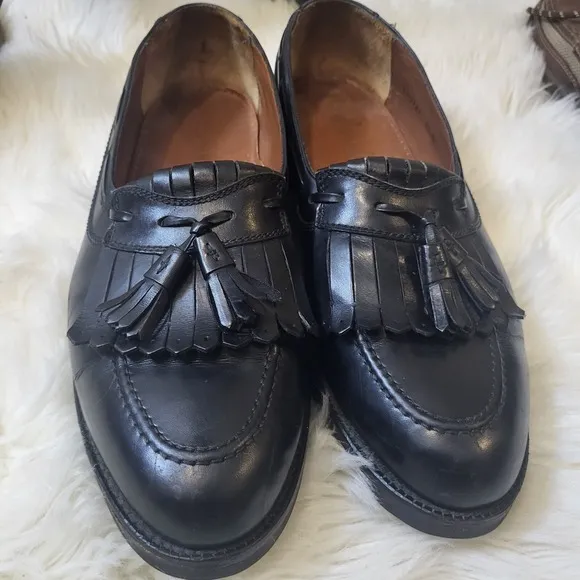 Johnston &amp; Murphy Black Slip On Designer Style, Tassel Loafers Shoes Mens Sz 11