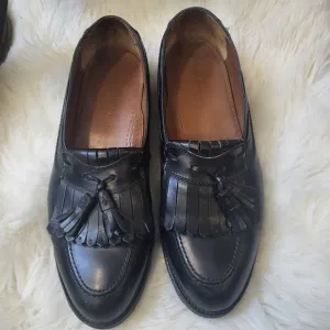Johnston &amp; Murphy Black Slip On Designer Style, Tassel Loafers Shoes Mens Sz 11