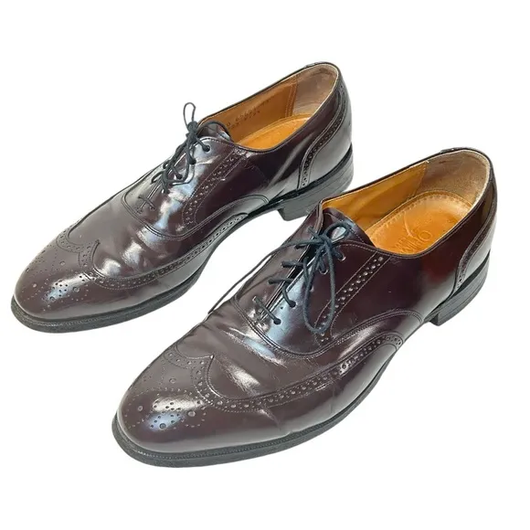 Johnston &amp; Murphy Brown Wingtip Oxford Dress Shoes Size 9.5