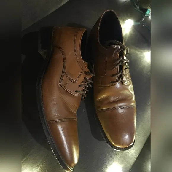 JOHNSTON &amp; MURPHY Cap Toe Brown Leather Dress Shoes sz7