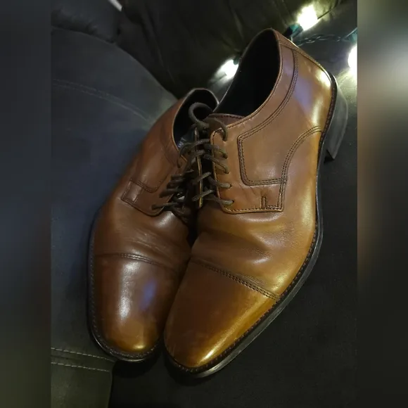 JOHNSTON &amp; MURPHY Cap Toe Brown Leather Dress Shoes sz7