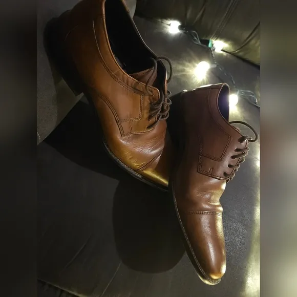 JOHNSTON &amp; MURPHY Cap Toe Brown Leather Dress Shoes sz7
